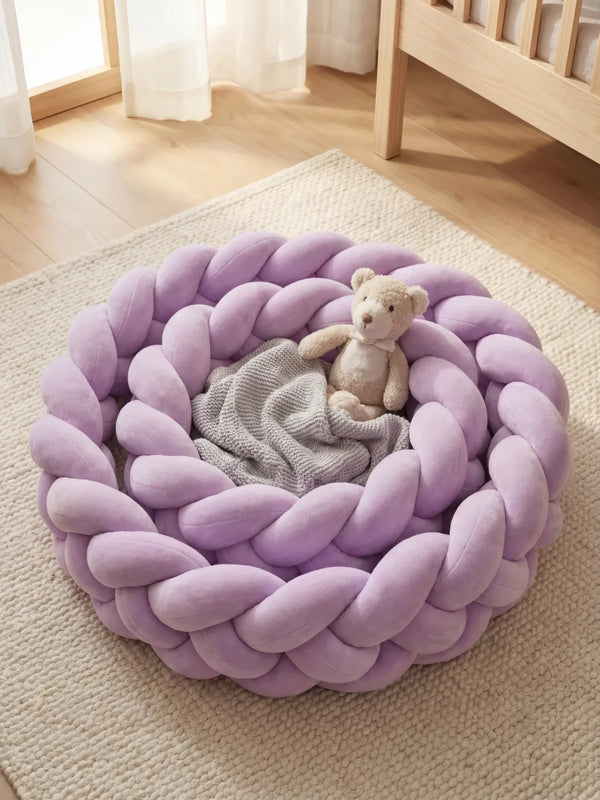 Tresse 4 brins unie, Violet, en velours, pour la chambre de bébé