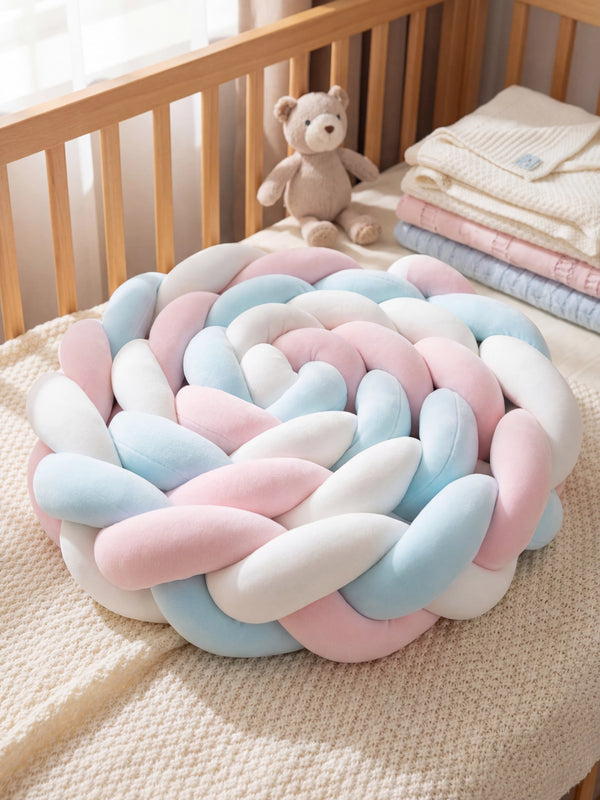 Tresse 3 brins tricolore, Guimauve, en velours, pour la chambre de bébé
