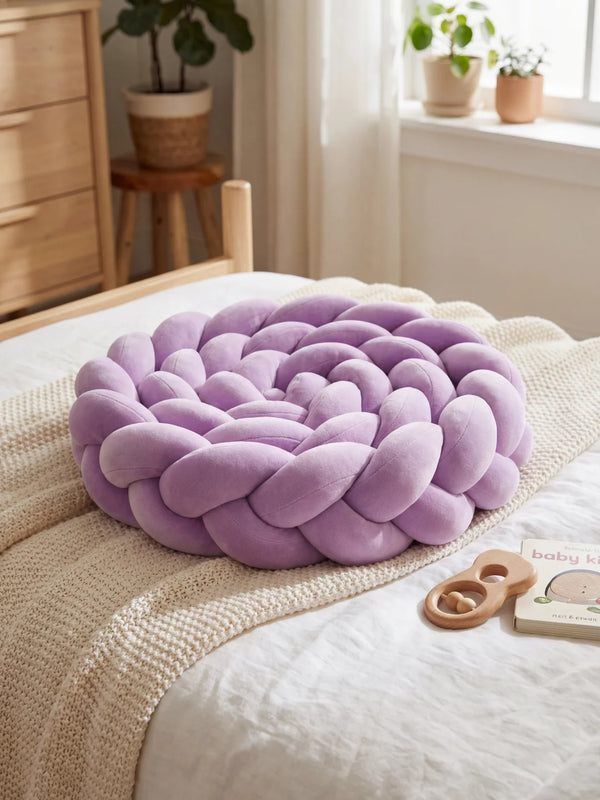 Tresse 3 brins unie, Violet, en velours, pour la chambre de bébé