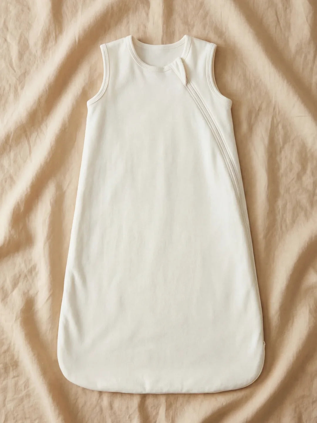 Gigoteuse bébé en jersey blanc écru unie avec fermeture éclair latérale