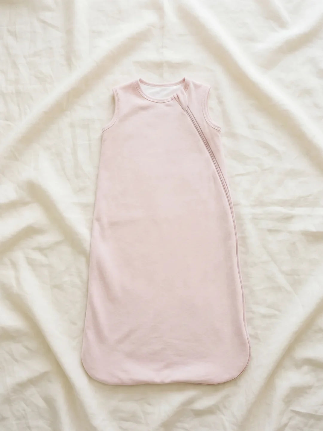 Gigoteuse bébé en jersey rose pâle unie avec fermeture éclair latérale