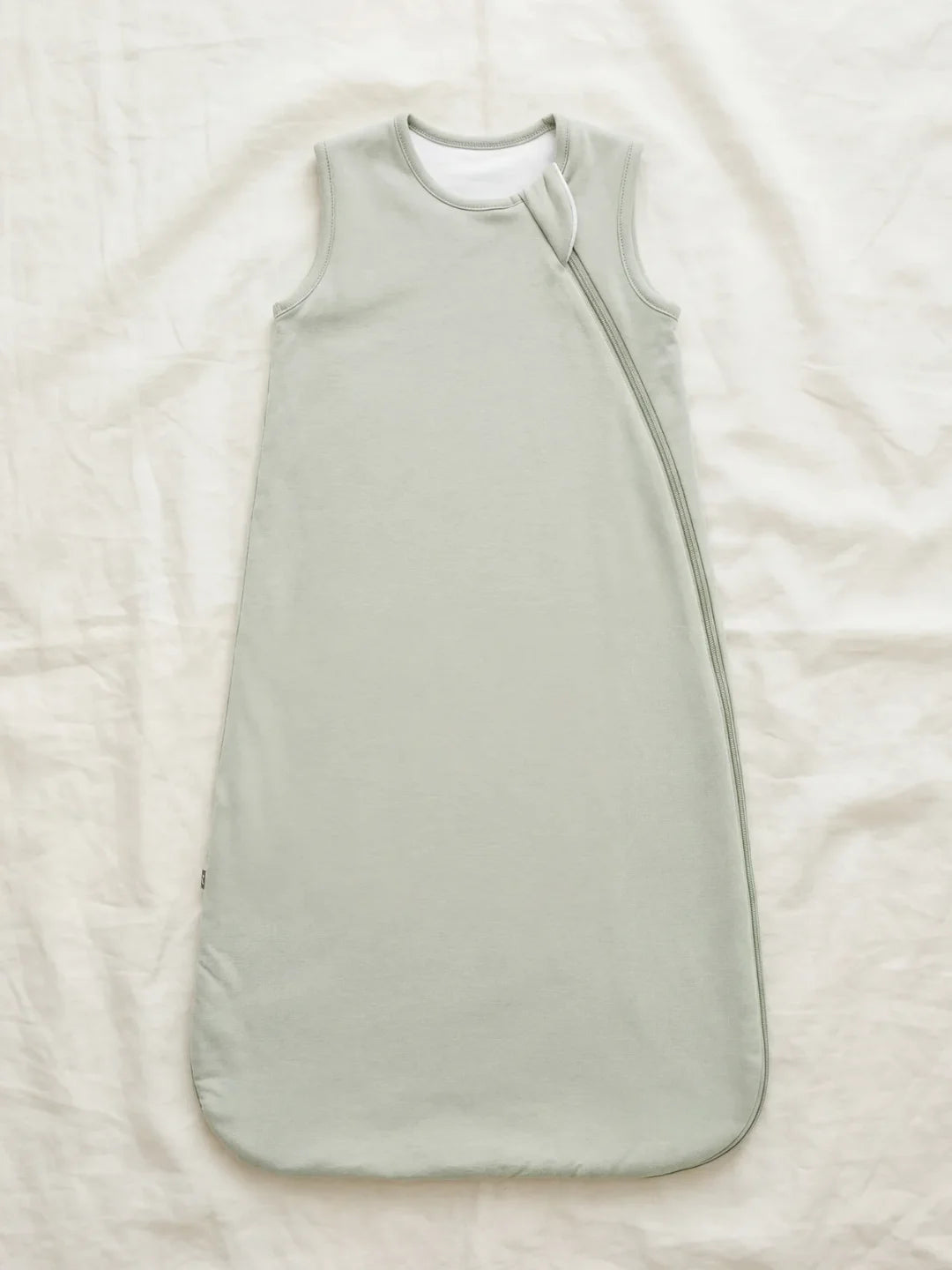 Gigoteuse bébé en jersey vert sauge unie avec fermeture éclair latérale