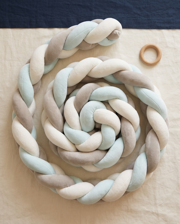 Tresse 3 brins tricolore, Petit Nuage, en velours, pour la chambre de bébé