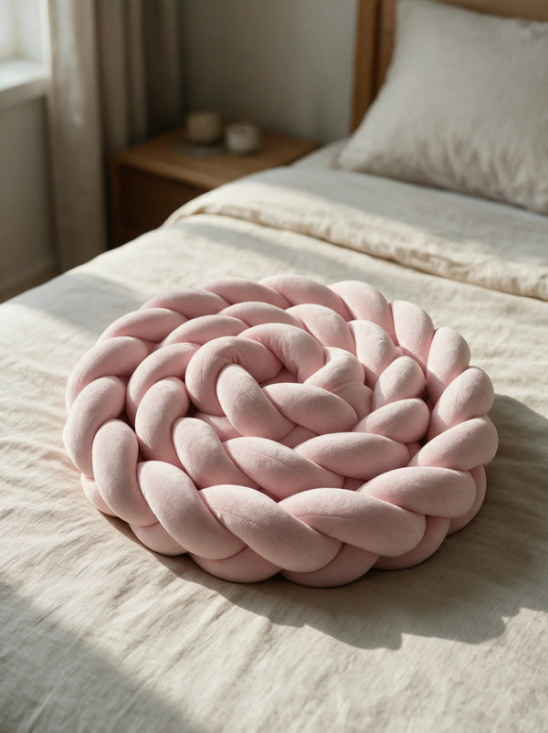 Tresse 3 brins unie, Rose, en velours, pour la chambre de bébé