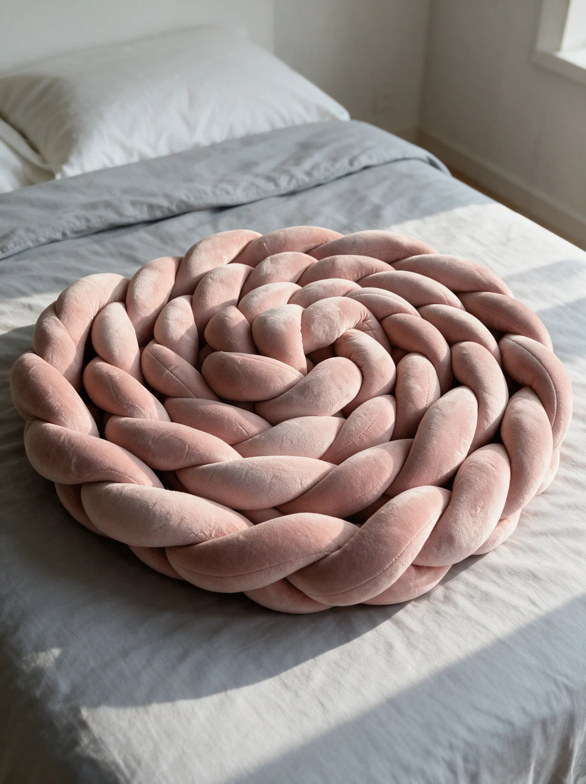 Tresse de lit 3 brins velours caramel enroulée en spirale, tour de lit bébé Évinel