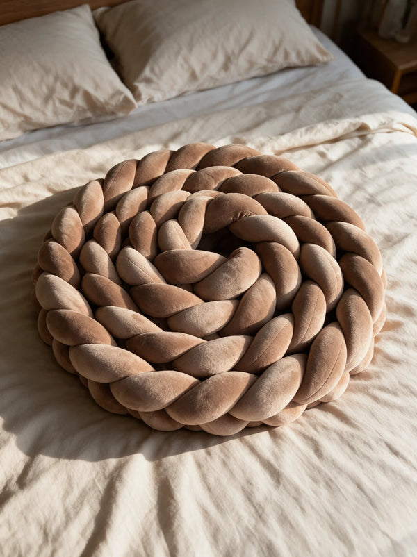 Tresse 3 brins unie, Marron, en velours, pour la chambre de bébé