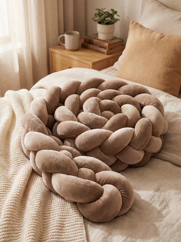 Tresse 4 brins unie, Marron, en velours, pour la chambre de bébé